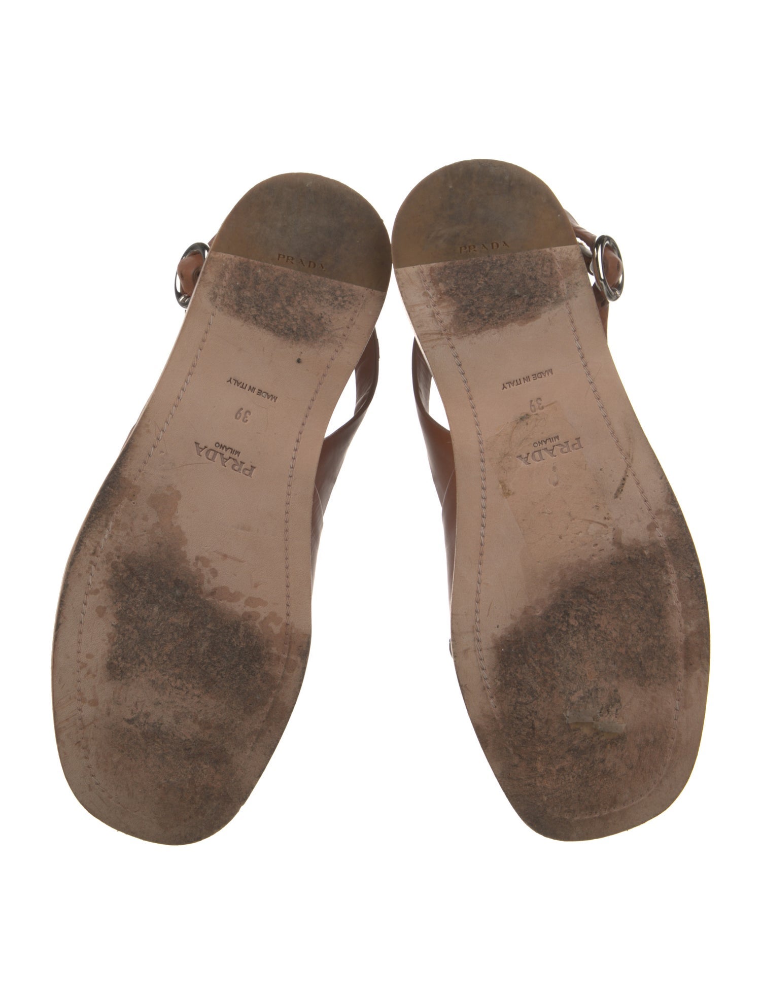 Prada Leather Polka Dot Print Slingback Sandals